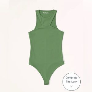 NWT Abercrombie & Fitch Seamless Fabric High-Neck Bodysuit XS sage green